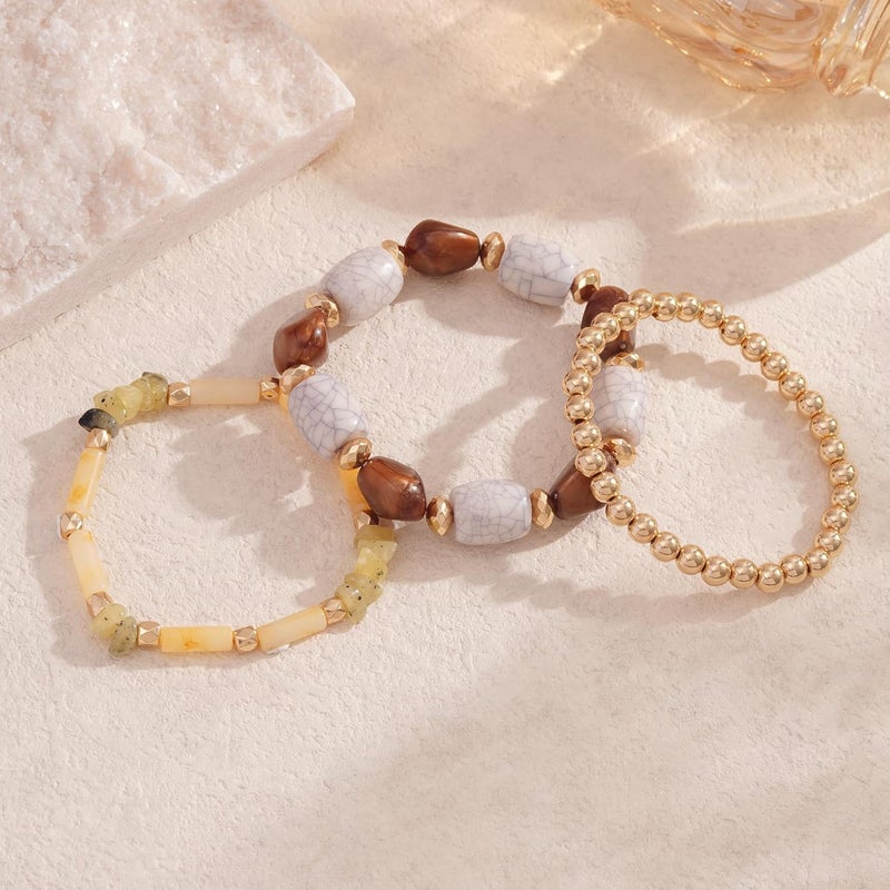 Aigrnc Boho Beaded Stretch Bracelets For Women Stackable Crystal Gold Plated Beaded Bracelets Set Trendy Handmade Friendship Braeclet Jewelry Gifts - Image 4